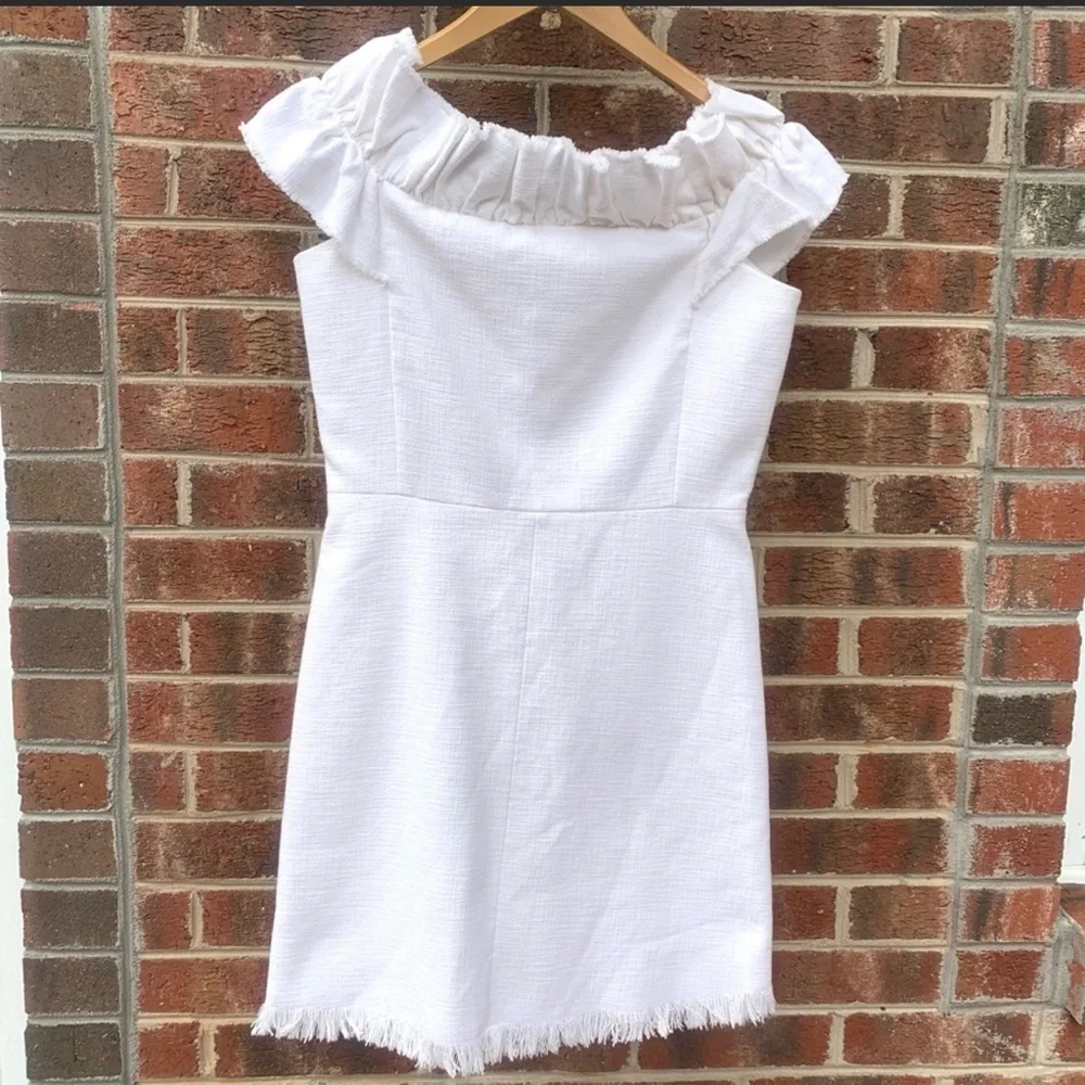 NWT Rebecca Taylor Women’s Winter White Ruffle Wedding Party Dress Size 4 - Picture 11 of 12
